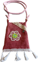 Schultertasche Mini - Dunkelrose mit Blütenapplikation 1