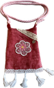 Schultertasche Mini - Dunkelrose mit Blütenapplikation 2