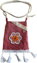 Schultertasche Mini - Dunkelrose mit Blütenapplikation 3