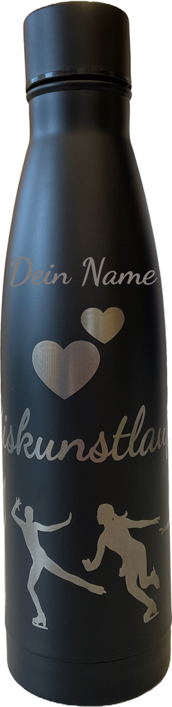 Stylische Trinkflasche mit Eislauf-Motiven - personalisiert mit deinem Namen 4