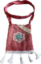 Schultertasche Mini - Dunkelrose mit Blütenapplikation