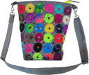 Circle - Extravagante Schultertasche im Jeans-Look mit Applikationen