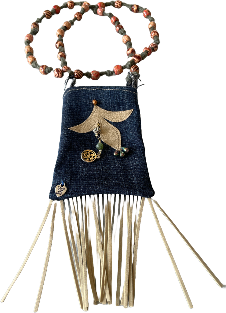 [AHB-0000110-10] Schultertasche Mini - Jeans mit Fransen